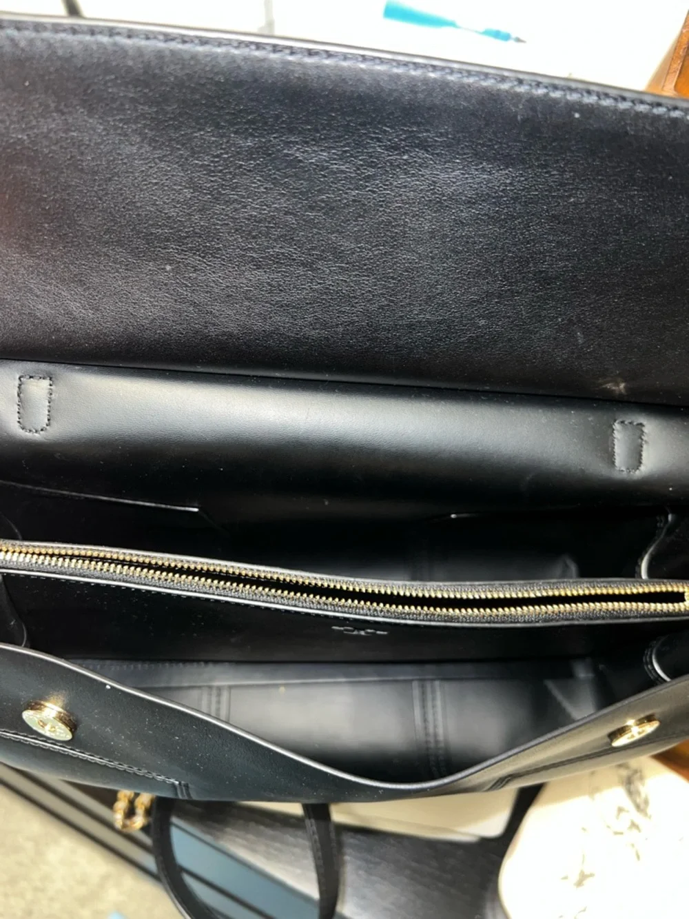 Tory Burch Black Leather Structured Briefcase